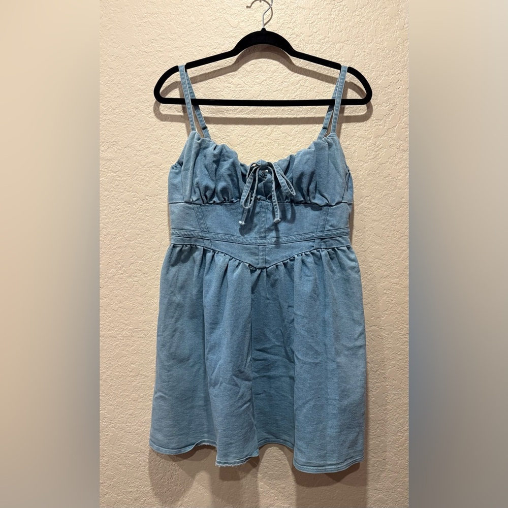 Blue Denim Jean Sleeveless Corset Dress